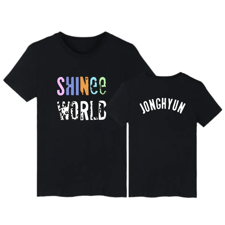 Летняя футболка с коротким рукавом Kpop shinee Модная хлопковая для молодых девушек