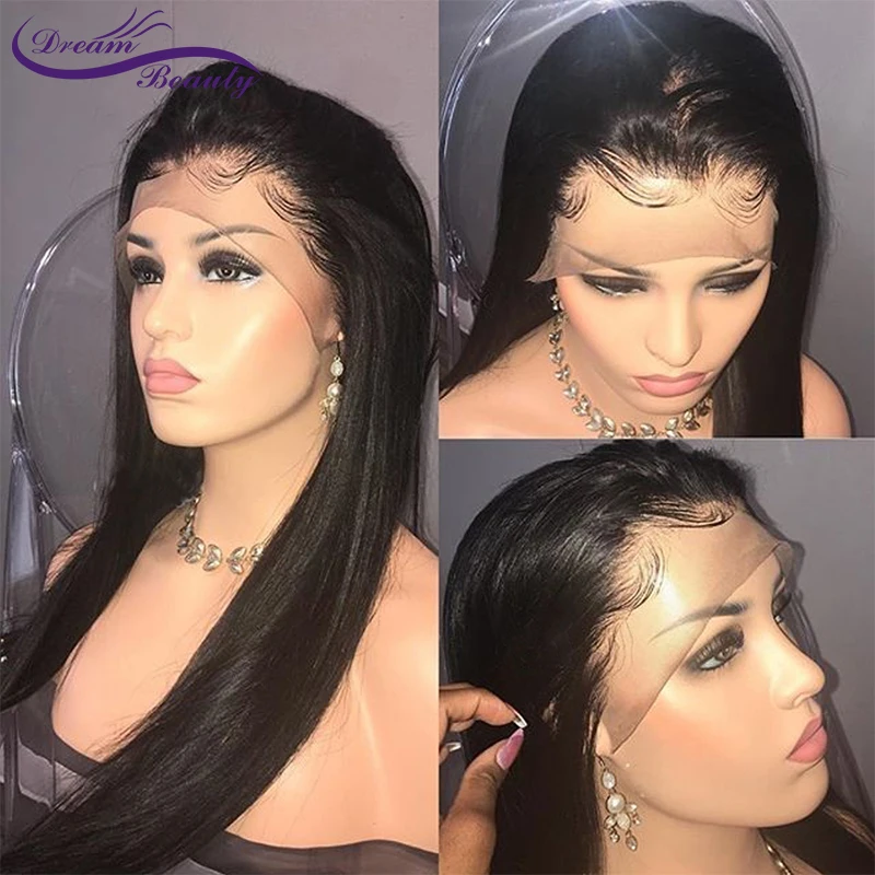 Dream beauty волосы полный шнурок человеческих волос парики предварительно сорвал с волосами младенца бразильские волосы remy полный кружева обесцвеченные парики вида шишка-пучок