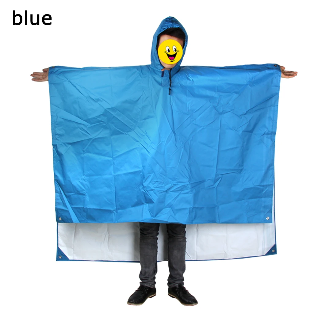 blue 3 в 1 плащ-рюкзак водонепроницаемый плащ с капюшоном походный велосипедный плащ от дождя на открытом воздухе походный коврик для палатки - Цвет: blue