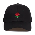 Бейсболка унисекс, черная, из 100% хлопка, с розой, шляпа c вышивкой, для отца, Кепка для гольфа с застежкой сзади, 2018