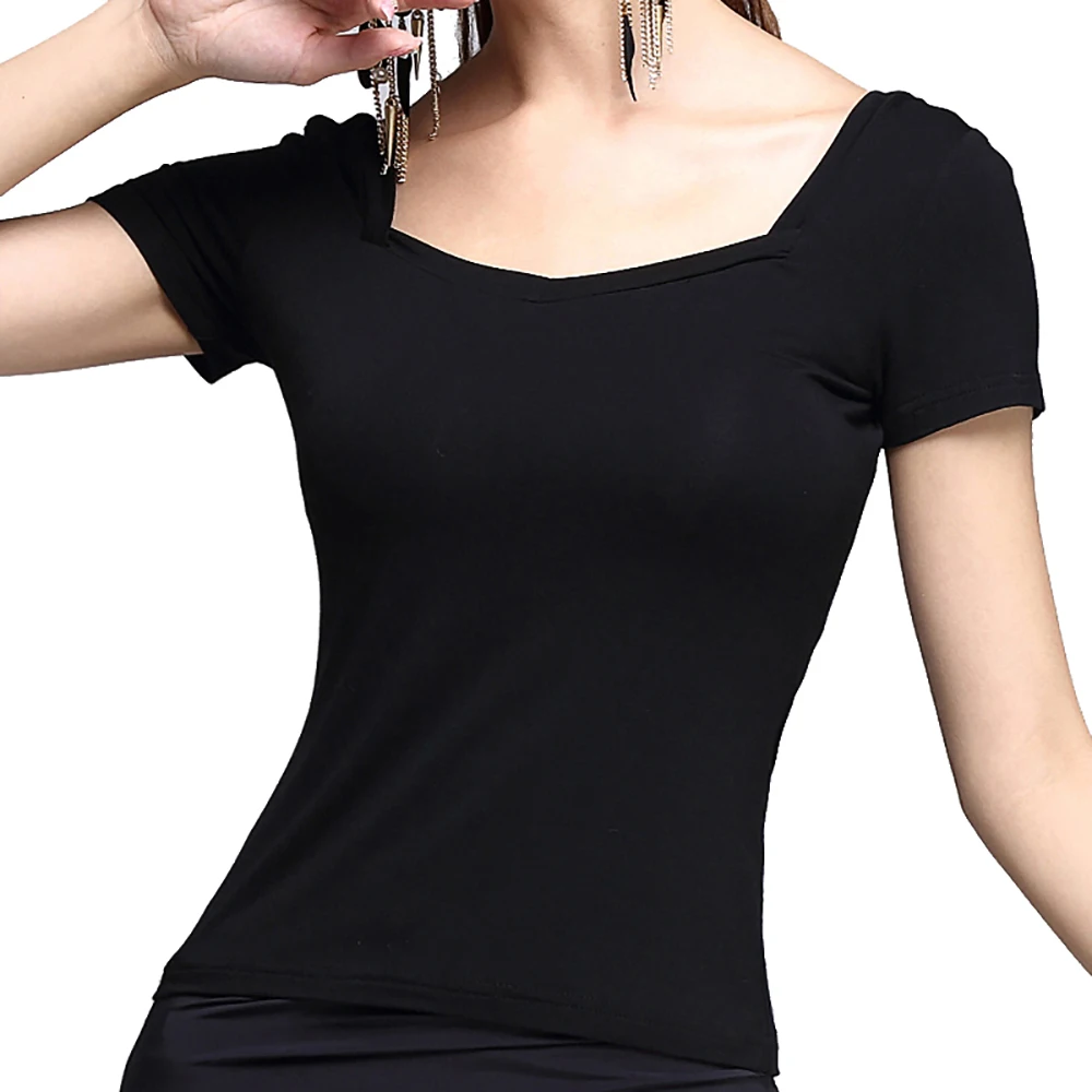 2017 New Arrival Latin Dance Top Ice Silk Modal Black Salsa Pratice Stage Shirt For Women/Adult/Female MD6205 | Тематическая одежда
