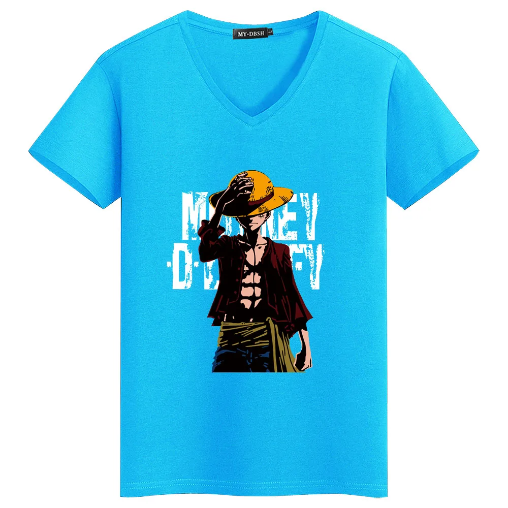 Цельная футболка с коротким рукавом Luffy Straw Японские Аниме футболки круглым
