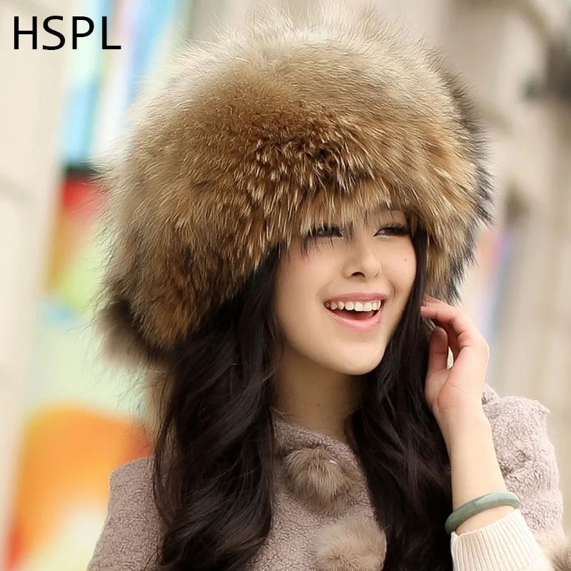 CDF091 осенне-зимняя мужская женская меховая шапка из меха енота лисы монгольская |