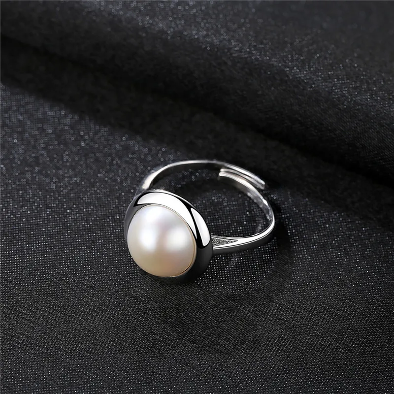 2018 New Real 100% 925 Sterling Silver Freshwater Pearl Female Rings for Women Engagement Jewelry Adjustable Ring | Украшения и