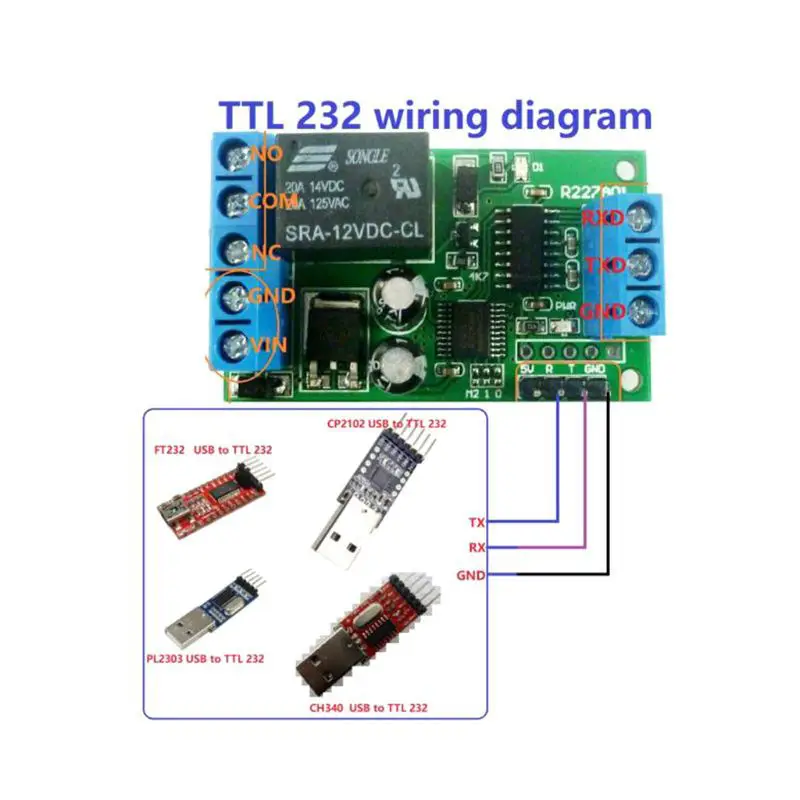 1 канал 2 в реле 12 Rs232 Ttl232 модуль постоянного тока дистанционное управление