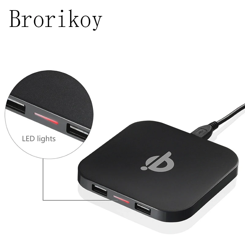 Беспроводное зарядное устройство Qi с 2 USB зарядными устройствами док станция для