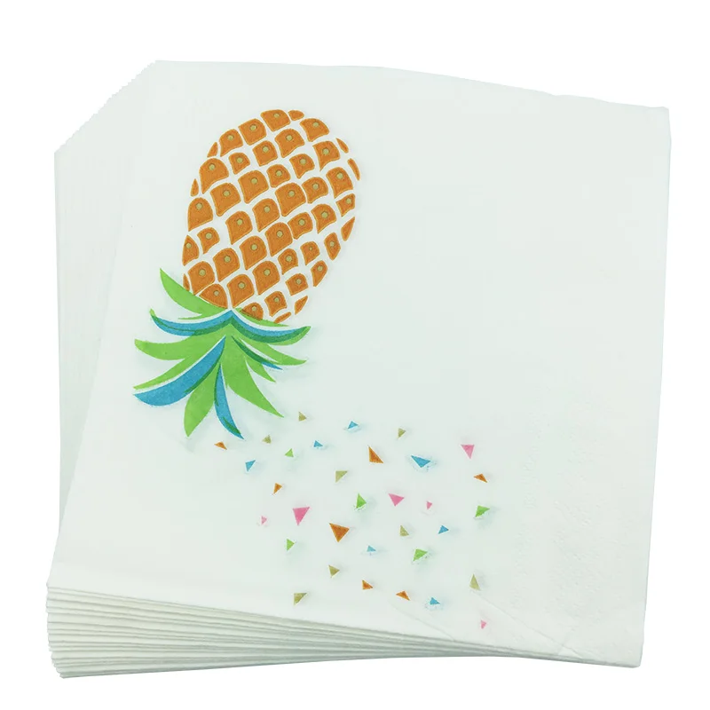 pineapple 20 шт./партия, цветные бумажные салфетки на высоком каблуке с принтом, полотенца для свадьбы, дня рождения, вечерние принадлежности и украшения - Цвет: pineapple