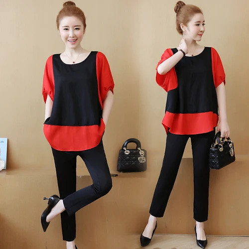 Плюс размер 5xl Женский комплект из двух предметов Свободный Тонкий Conjunto Feminino