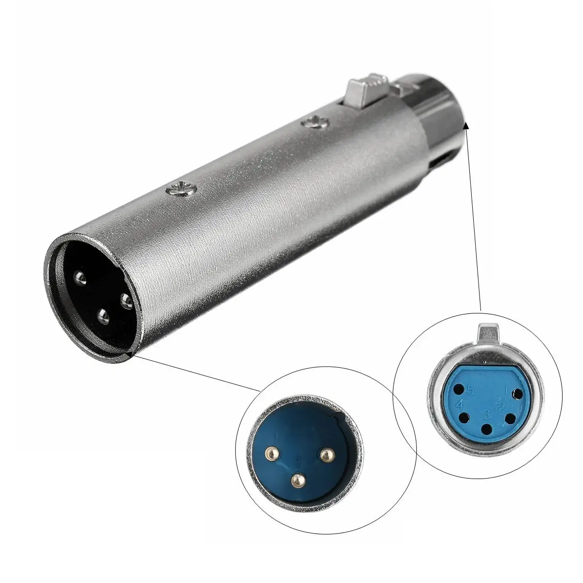 1 шт. серебристый металл 3 Pin Мужской XLR разъем 5 Pin Женский DMX Аудио разъем адаптера высокое качество микрофонный адаптер