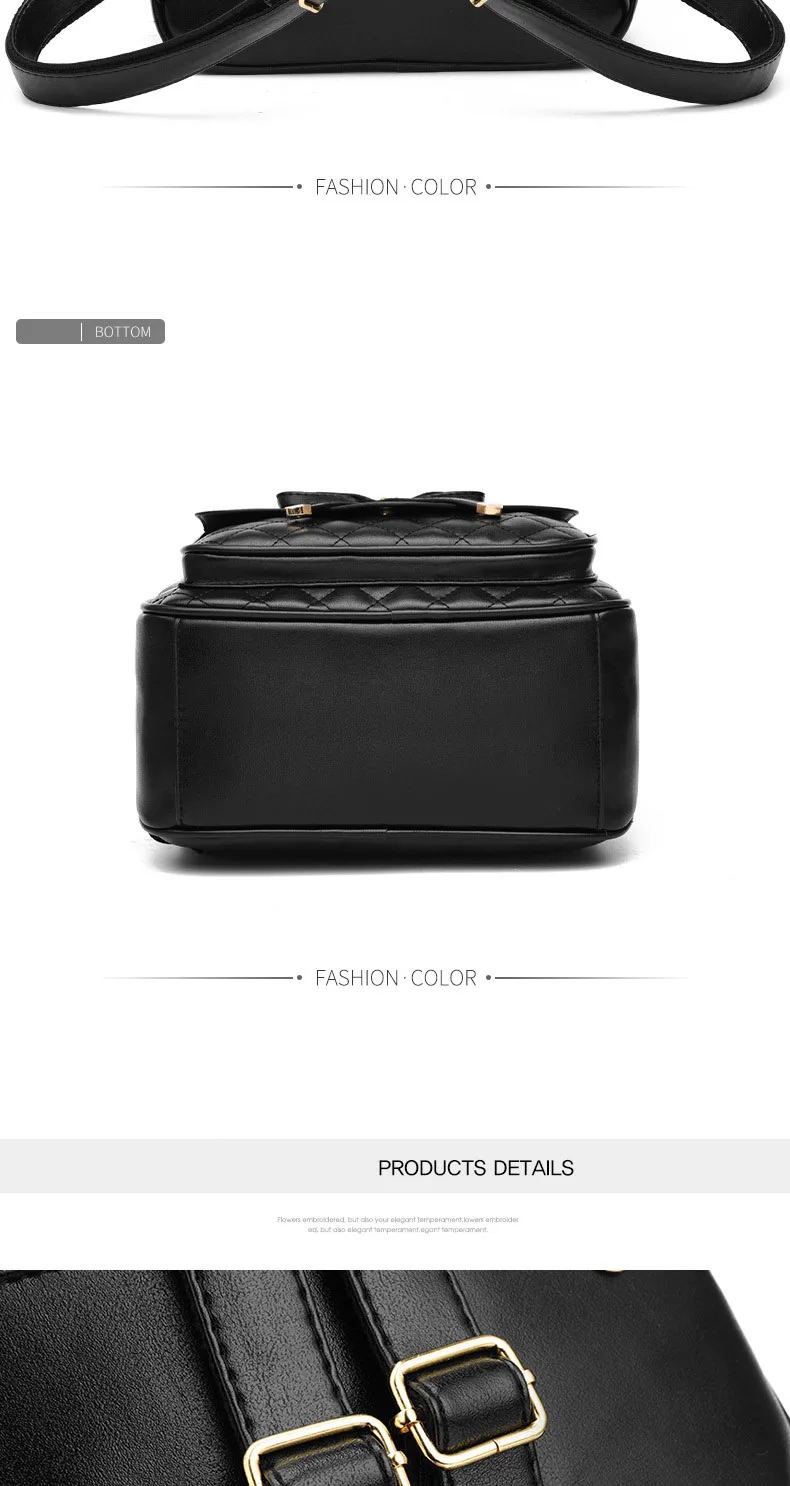 SWDF Women's Backpack Fashion Black PU Leather Backpack Women's Shoulder Bag Small Backpack Girls' Bags Mother and Daughter Bags