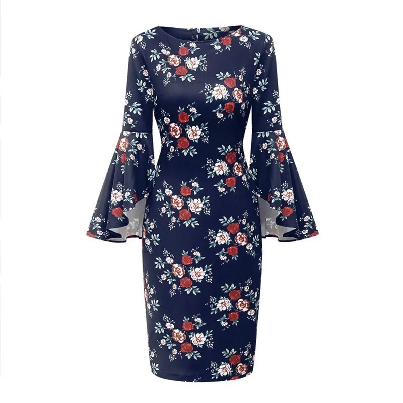 Женское платье с цветочным принтом Dilusoo вечерние платья средней длины круглым