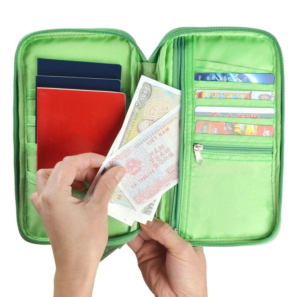 Фото Дорожный кошелек RFID Блокировка паспорта держатель семейный паспорт с молнией Дорожный кошелек RFID Блокировка паспорта держатель семейный паспорт с молнией