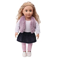 doll clothes fur suit violet and grey set pink pant toy accessories fit 18 inch girl dolls and 43 cm baby doll c701