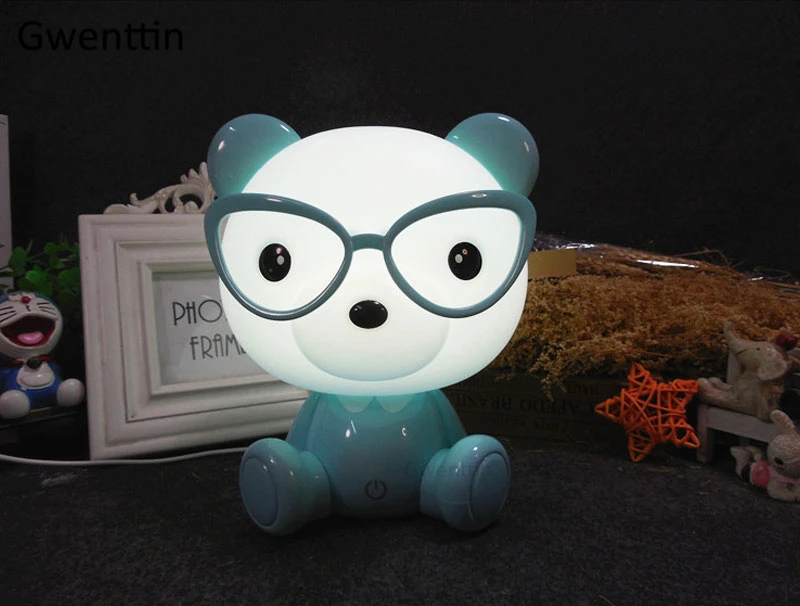 Очки Медведь ночник Led USB мультфильм настольная лампа для животных Спальня дети подарок на день рождения Luminaria домашние декоративные светильники