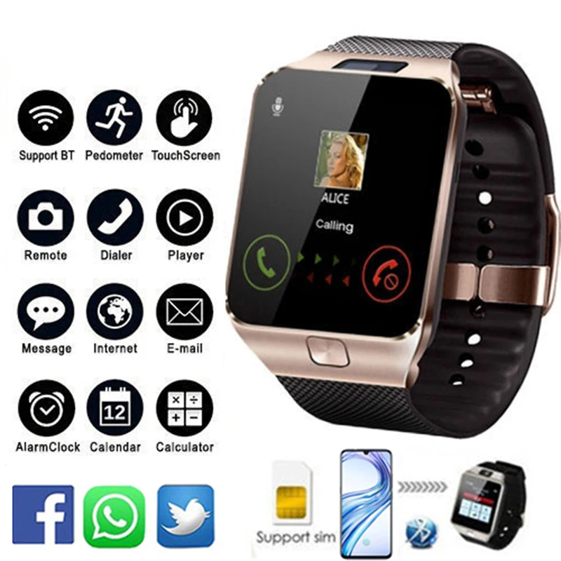 Bluetooth Смарт-часы мужские умные часы Android телефонный звонок Relogio 2G GSM SIM TF карта