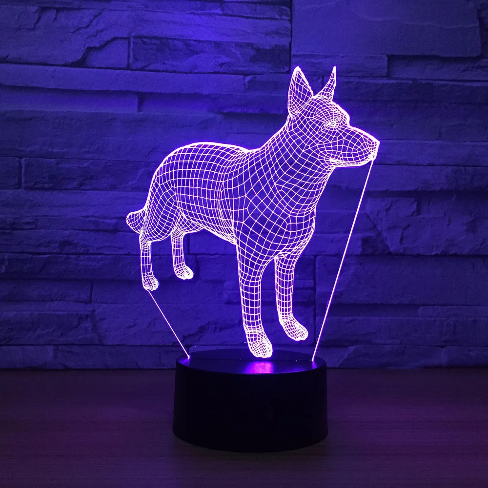 Doberman Pinscher 3D ночные светильники 7 цветов меняющиеся светодиодные новинки Luminaria