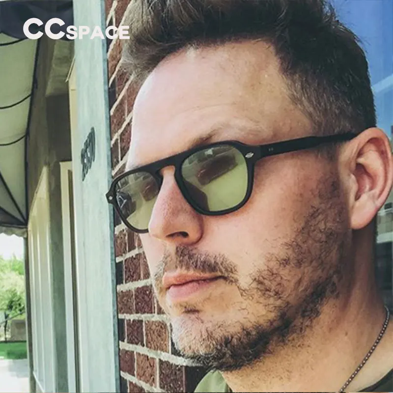 CCSPACE, элегантные мужские ретро овальные очки, оправа для мужчин, фирменный дизайн, оптические очки, модные желтые линзы, очки 45091