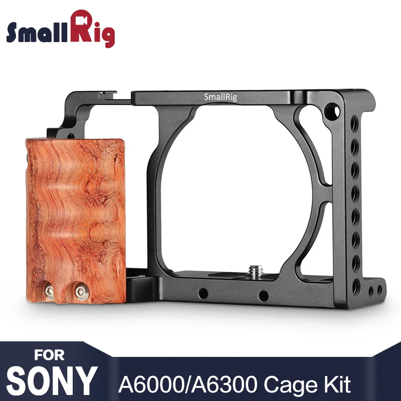 SmallRig для sony a6000 аксессуары для sony A6300/A6000/ILCE-6000/ILCE-6300 клетка с деревянной ручкой двойная камера Rig-2082