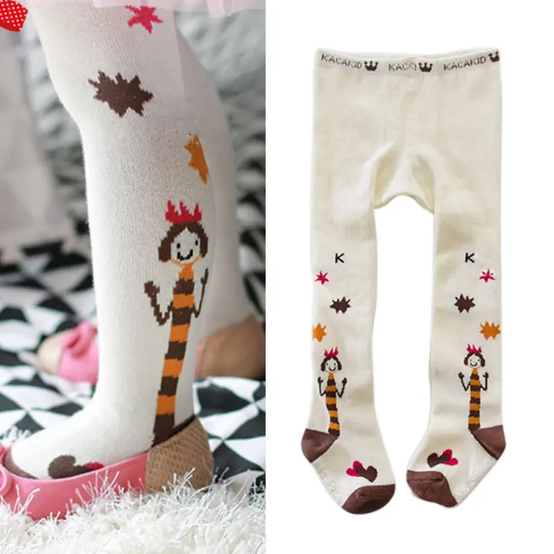 Весенние эластичные колготы с мультяшным принтом для маленьких девочек милые