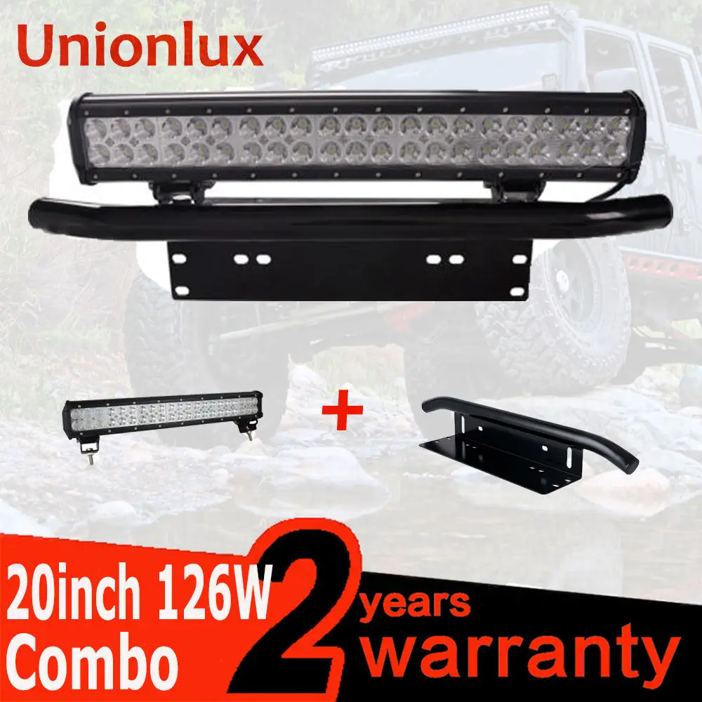 light with bracket 20 дюймов 126 Вт внедорожный светодиодный светильник для работы 4x4 Автомобильный светодиодный кронштейн Bull Bar передний бампер номерной знак крепление 23" - Цвет: light with bracket