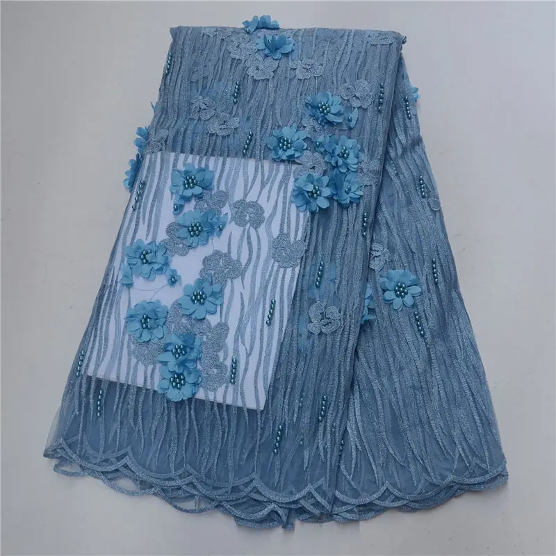 2018 Latest African French Lace Fabric High Quality Tulle with beads 3D For Wedding lace for women dress -L5 | Дом и сад