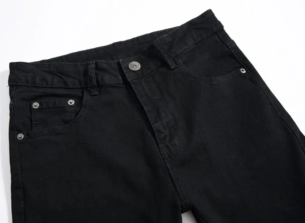 Мужские рваные джинсы в байкерском стиле черные зауженные с потертостями