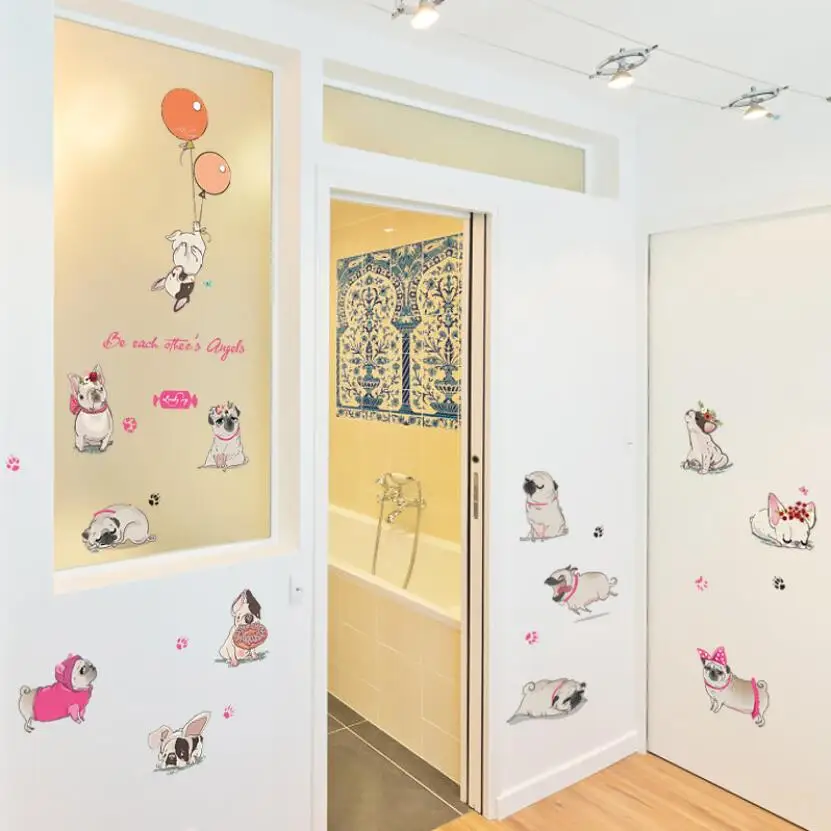 Милые Мультяшные наклейки с собачкой для детской комнаты Настенный декор