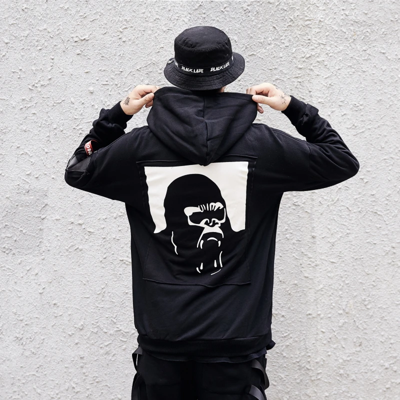 Мода Хип-хоп Толстовки Для мужчин осень 2017 г. лоскутное рукав Дрейк Сова Вышивка с