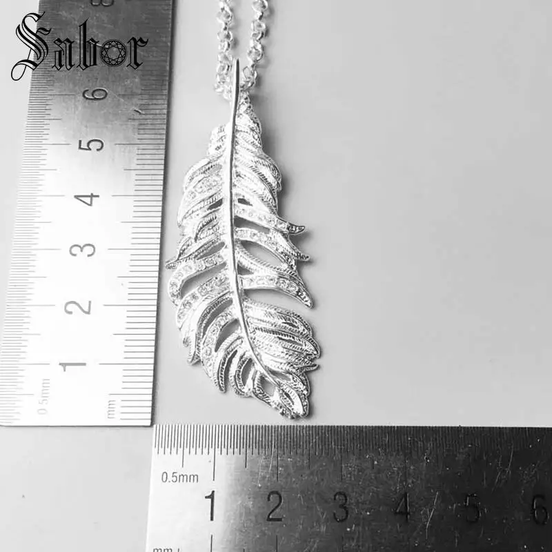 Ожерелье из цепочки с белыми перьями модные ювелирные изделия серебряного цвета