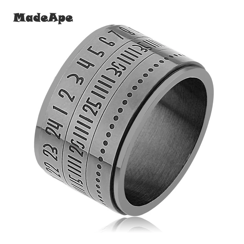 MadApe новые модные круглые мужские кольца поворотные текстовые пароль титановое