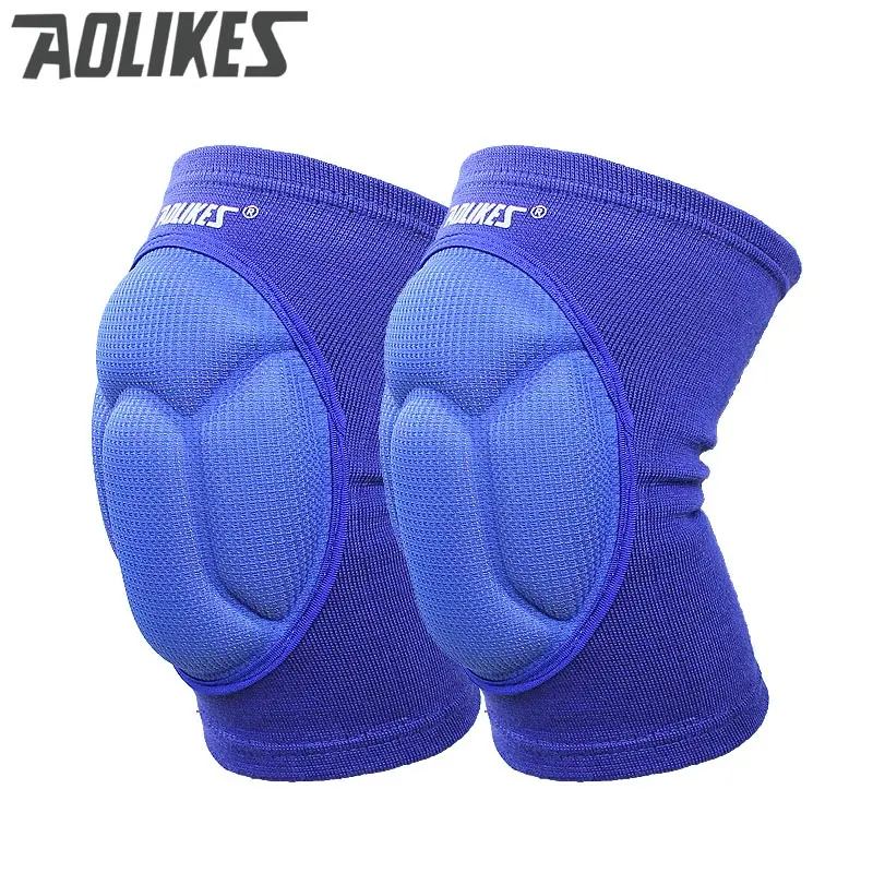 0217A Blue AOLIKES уплотненные наколенники для футбола, волейбола, экстремальных видов спорта, наколенники, поддержка, защита для велоспорта, наколенники, наколенники rodilleras - Цвет: 0217A Blue