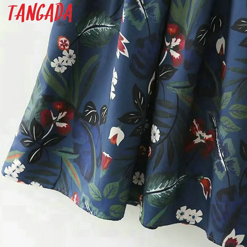 Tangada Модные Платья с цветочным принтом женские платья с эластичным поясом и длинным рукавом уютная брендовая одежда платье средней длины XD103