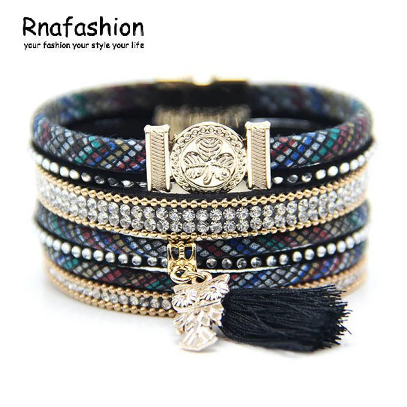 Женский многослойный браслет RNAFASHION в индийском стиле Подарочный кожаный для