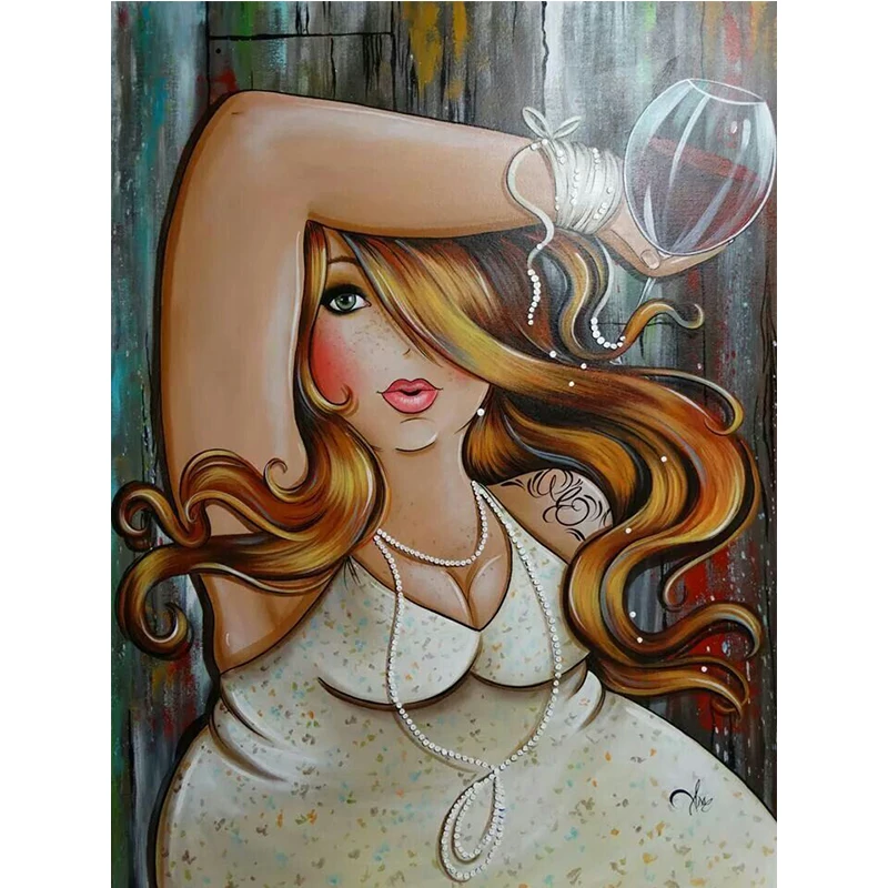 

5D DIY Full Diamond White Diamond Abstract Woman Cross Stitch Sexy Woman Rhinestone Embroidery Mosaic Home Decor