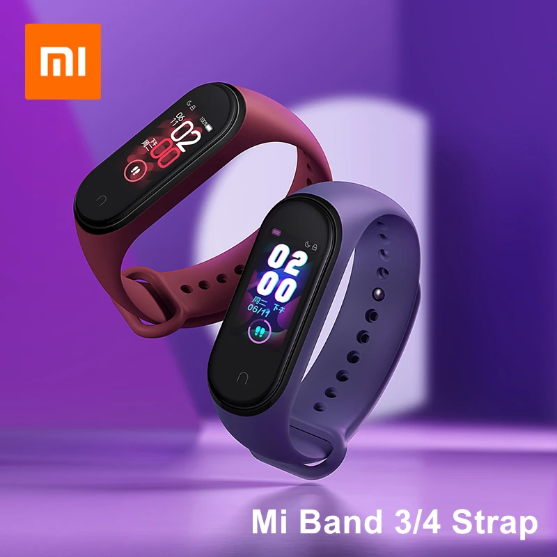 Оригинальный ремешок для Xiaomi Mi Band 4 NFC, ТПУ, черный, синий,  оранжевый, винно-красный, розовый, Mi Band 3, 4, умные аксессуары для  зарядки | Электроника | АлиЭкспресс