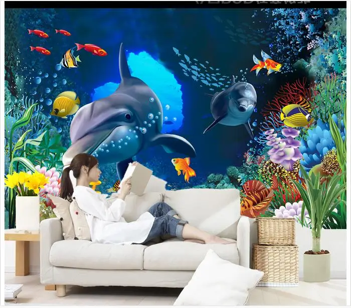 Пользовательские 3D фото обои фрески средиземноморский пейзаж Dolphin Bay любителей