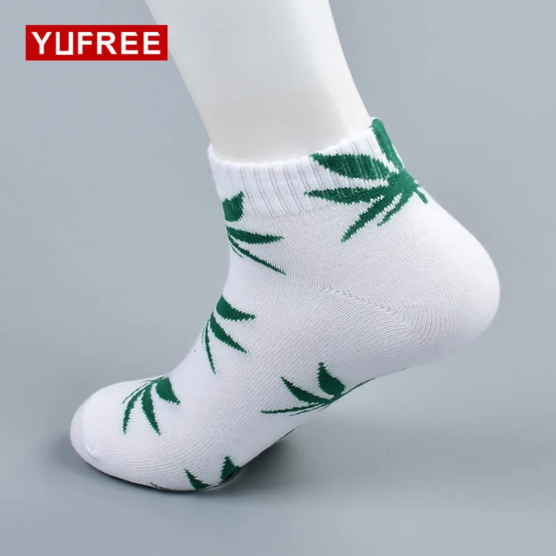 Носки YUFREE мужские/женские хлопок повседневные короткие модные с принтом травы
