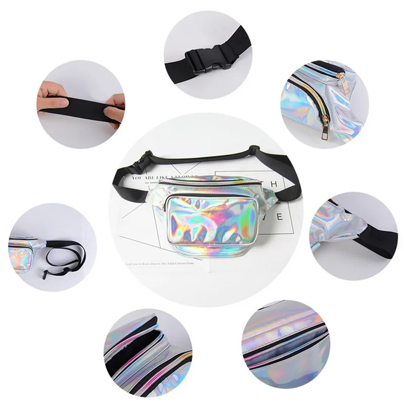 Поясная Сумка женская Светоотражающая Лазерная полупрозрачная сумка из