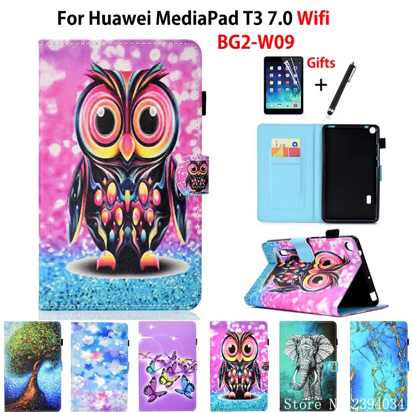Чехол для Huawei MediaPad T3 7 0 с Wi Fi искусственная кожа мультяшным рисунком Honor Play Pad 2 +