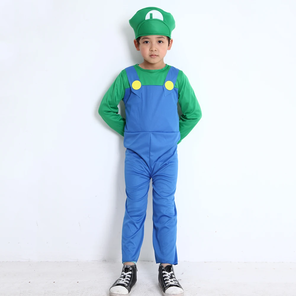Косплей Супер Марио костюм Luigi Bros Косплей Аниме Одежда наборы комбинезонов Хэллоуин Рождество Семья вечерние Супер Марио Cos