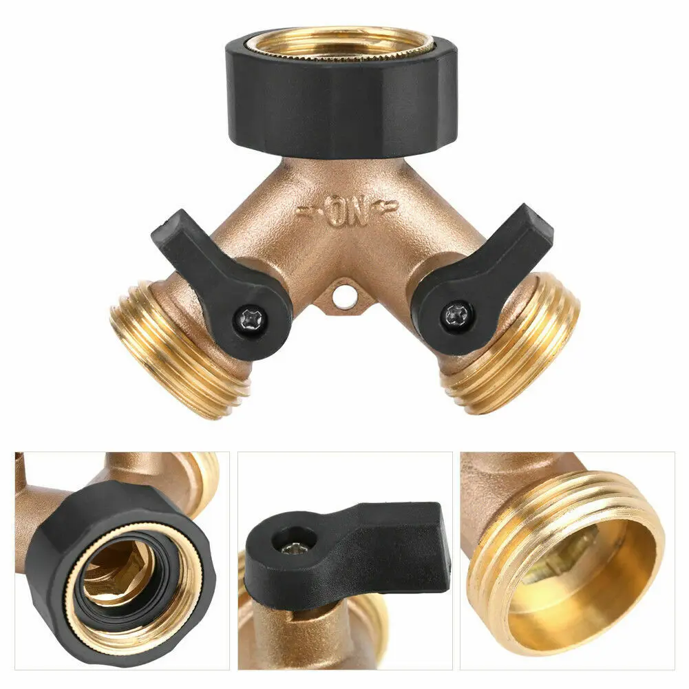 

3/4 Inches 2-Way Brass Garden Hose Connector Water Tap Adapter Valve Splitter