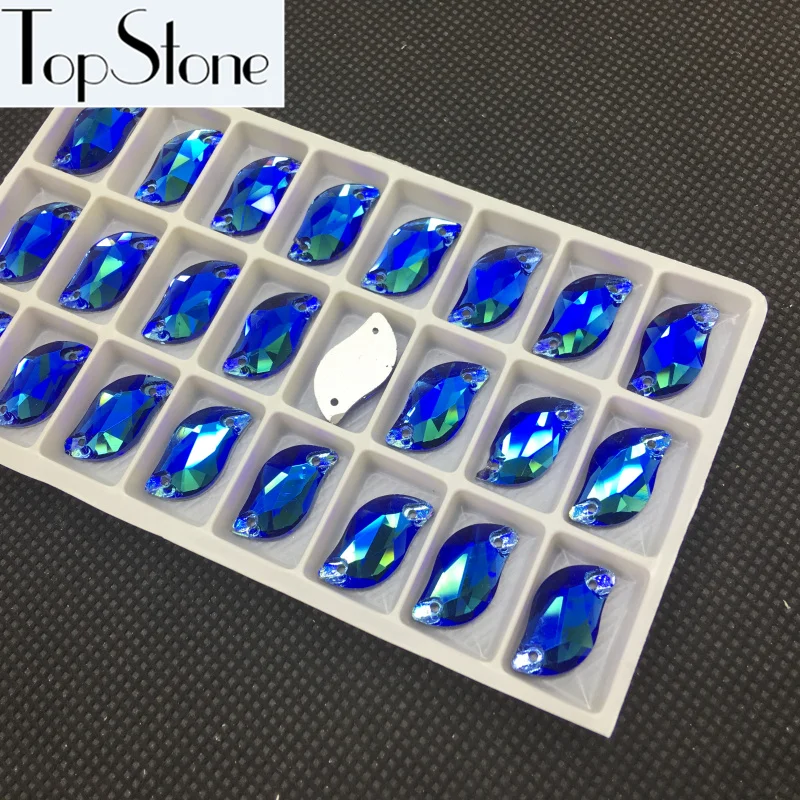 TopStone Colors AB стеклянный кристалл 6x12 10x20 мм s-образная пришивка на каменной плоской