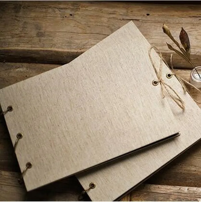

Hemp Rope Blank Cover Linen Cover 25 Sheets 3 Ring Loose Leaf DIY Wedding Album Handmade Rectangle and Square Craft Photo Albums