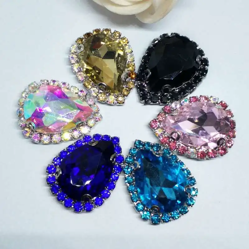 10 шт./10 шт. цепочка из хрустального стекла в форме капли|sew-on rhinestones|rhinestone with clawdrop