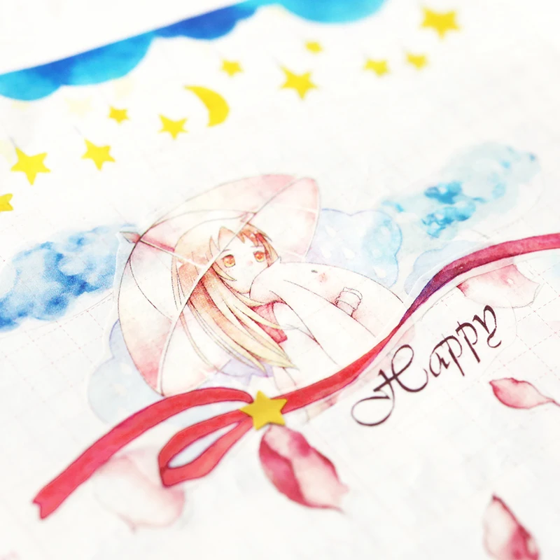 3 рулона/партия оригинальные нарисованные вручную персонажи ПЭТ васи ленты