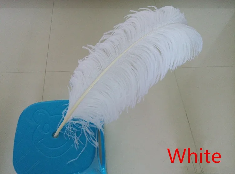 white Высокое качество страусиные перья 10 шт./24-26 дюймов(60-65 см) DIY свадебный натуральный Декор костюм для вечеринки дизайн перо - Цвет: white