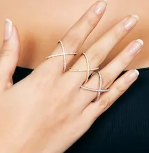 

Top selling gold rhodium rose gold colors Real 925 sterling silver micro pave zircon cross X ring band ring for women