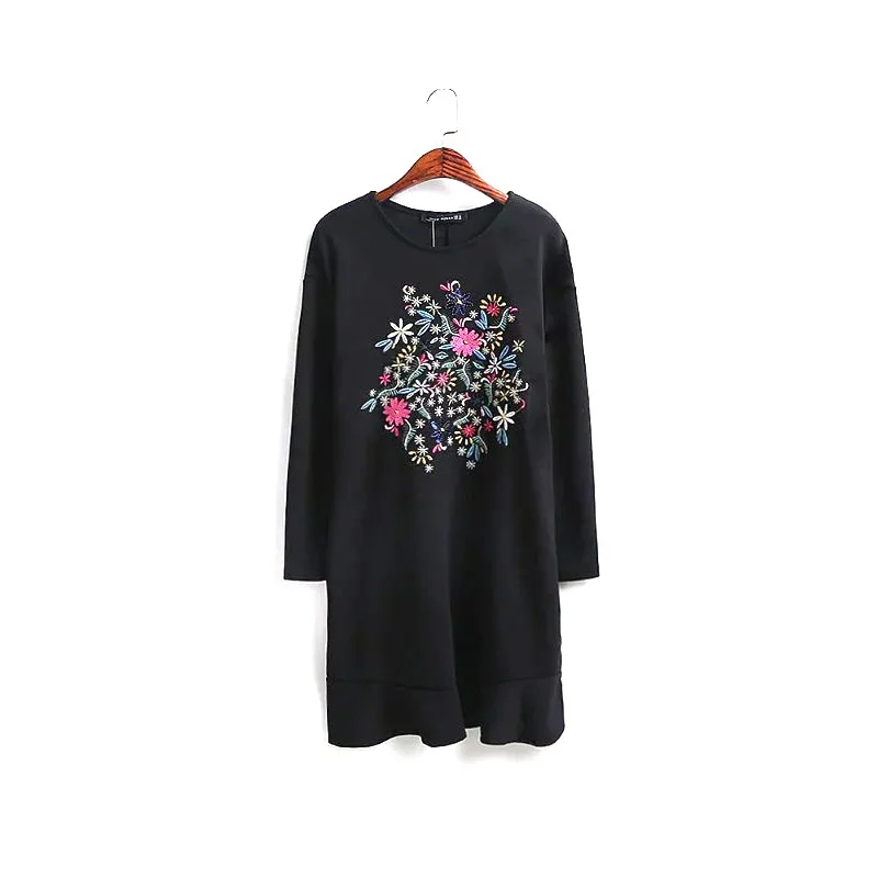 Мода 2017 г. элегантный оборками Цветок Вышивка женское платье женские летние
