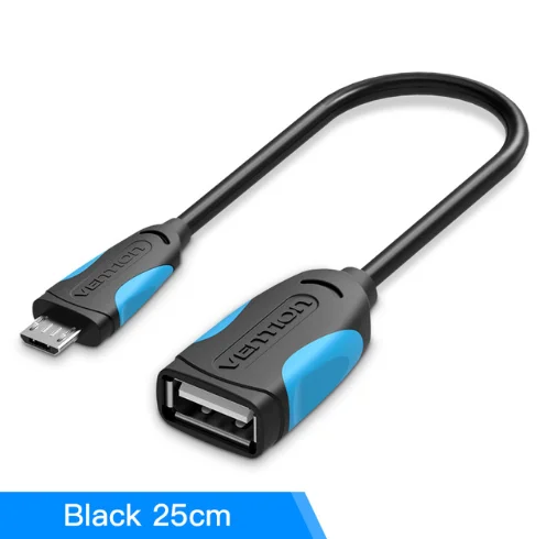 Vention OTG USB кабель 2,0 адаптер для Android samsung S6 Redmi Note 5 Micro USB разъем для Xiaomi Tablet Pc OTG адаптер - Цвет: Black 25cm
