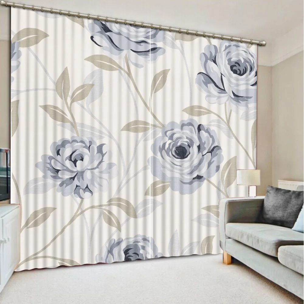 

Flowers print Chinese Customized 3D Blackout Curtains Living Room Bedroom Hotel Window flower curtains